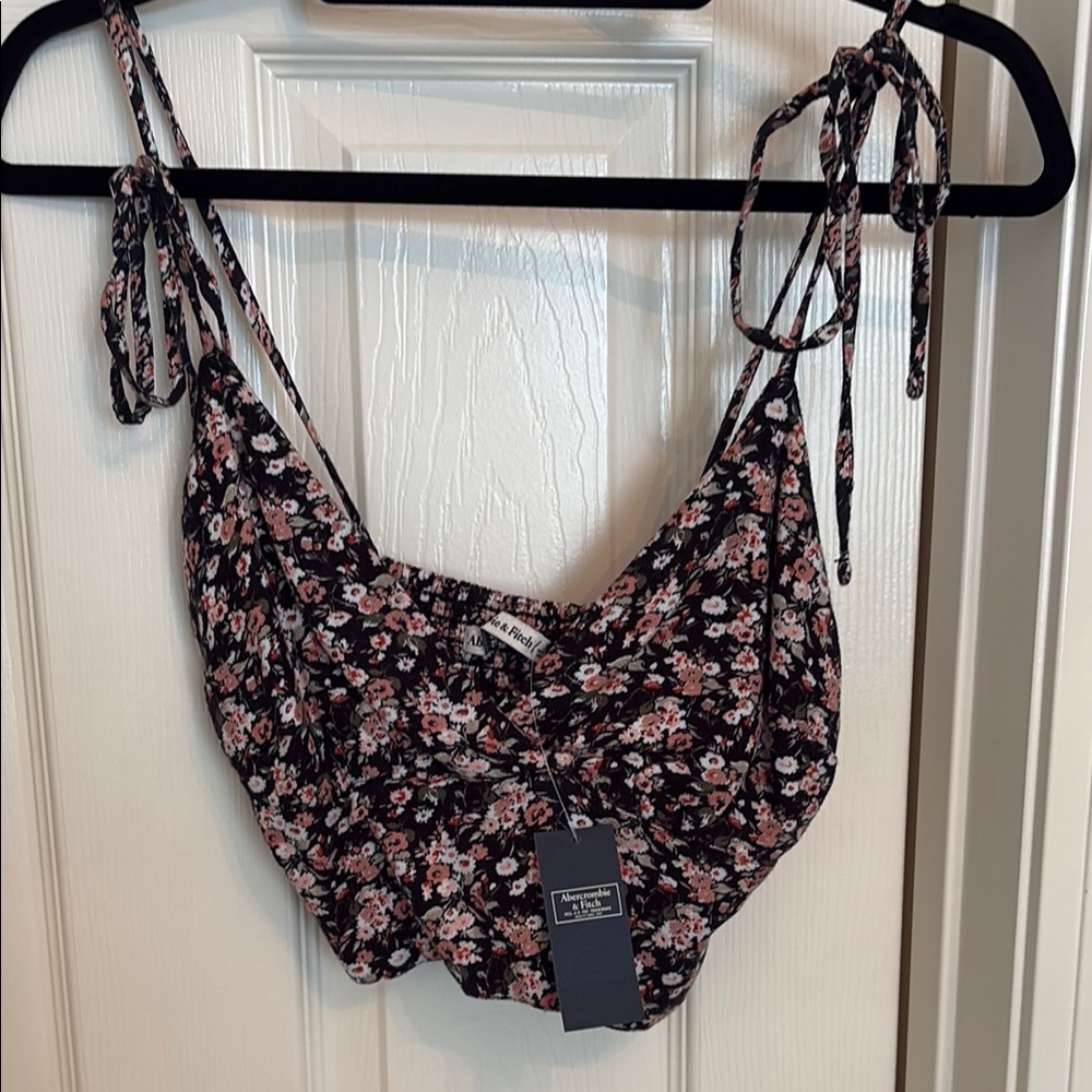 Abercrombie Floral Tie-Strap Crop Top